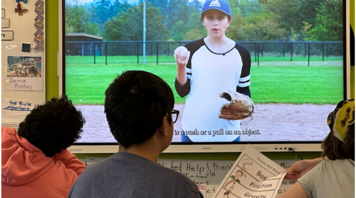 Learners watching a video about baseball - a multimodal learning approach to build background knowledge.